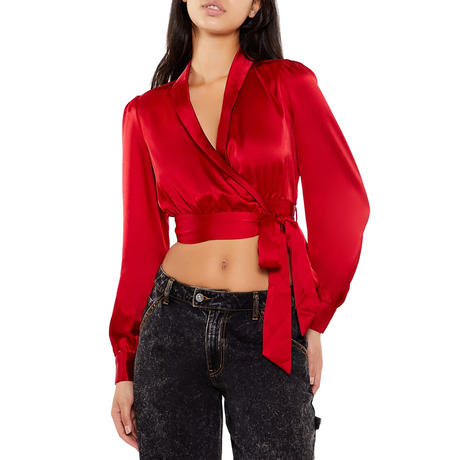 Forever 21 - Satin Wrap Crop Top - Sold by FIG