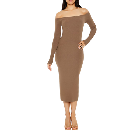 Forever 21 - Off-the-Shoulder Midi Sweater Dress - Sold by FIG