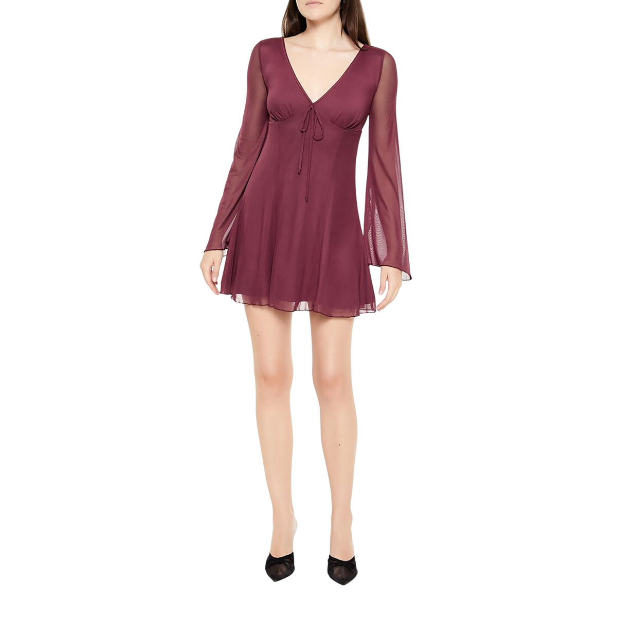 Forever 21 - Mesh Bell-Sleeve Mini Dress - Sold by FIG