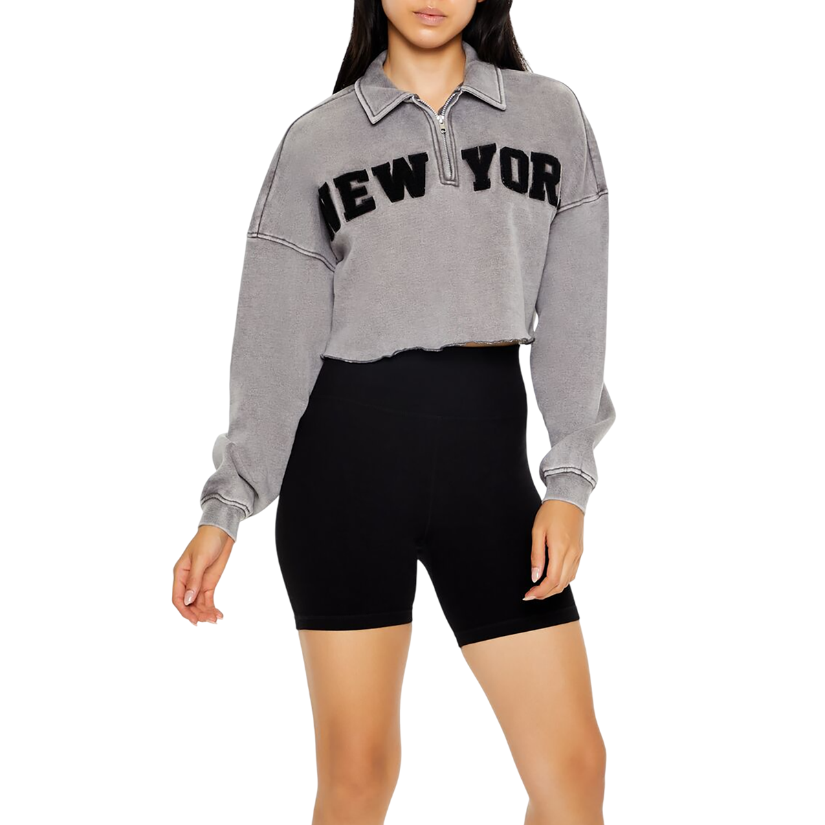 Forever 21 - New York Half-Zip Cropped Pullover - Sold by FIG
