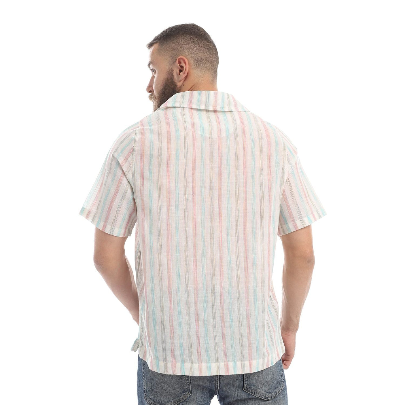 champs land - Hawaii Linen Short Sleeved striped Shirts