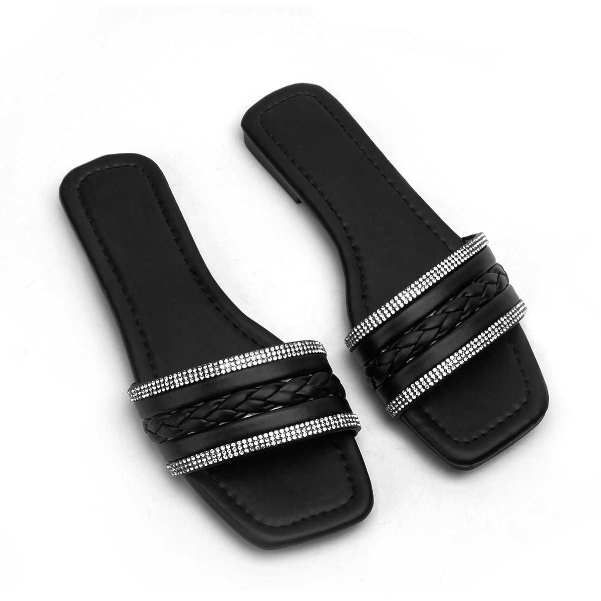 v branda - Slipper Leather With Glitter - women