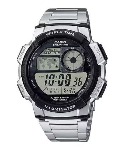 CASIO - Watch for Men AE-1000WD-1AVDF Digital Resin Band Silver