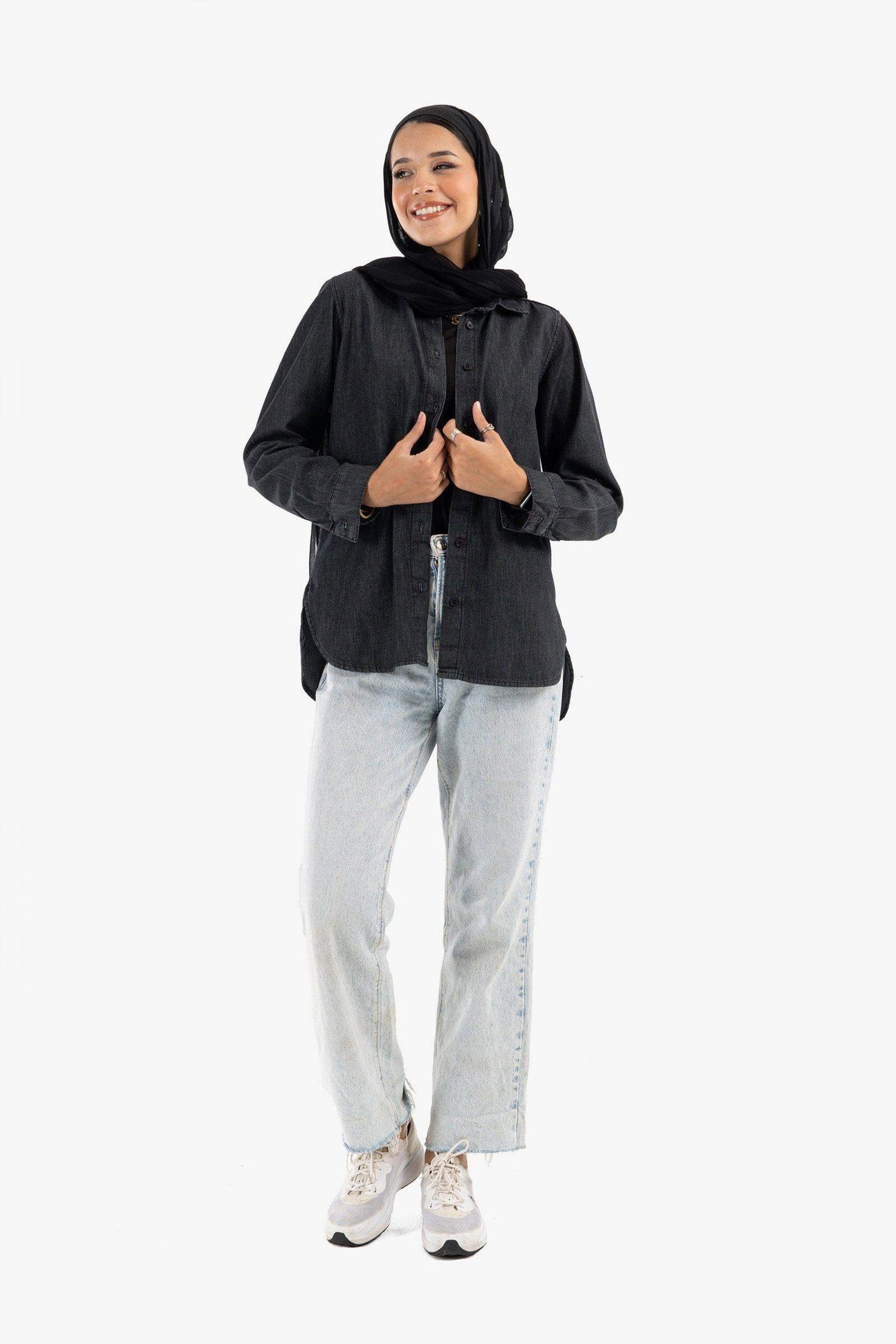 Carina -  Asymmetrical Denim Shirt