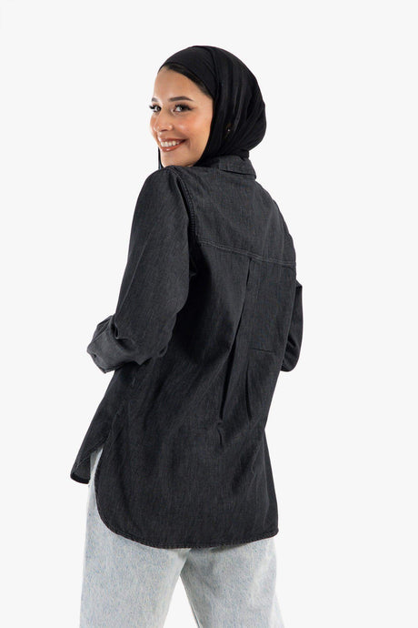 Carina -  Asymmetrical Denim Shirt