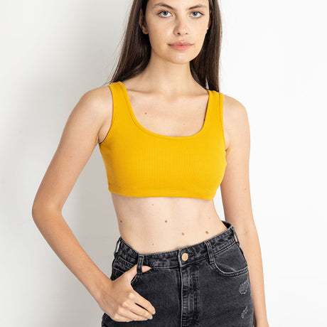 Red circle -  - Square Neck Cropped Tank Top - Aqua