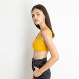 Red circle -  - Square Neck Cropped Tank Top - Aqua
