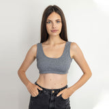 Red circle -  - Square Neck Cropped Tank Top - Aqua