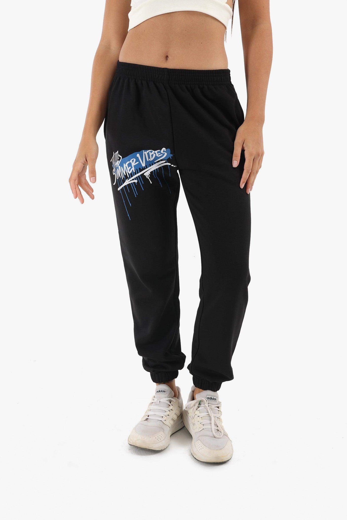 Carina -  Black Printed Lounge Jogger