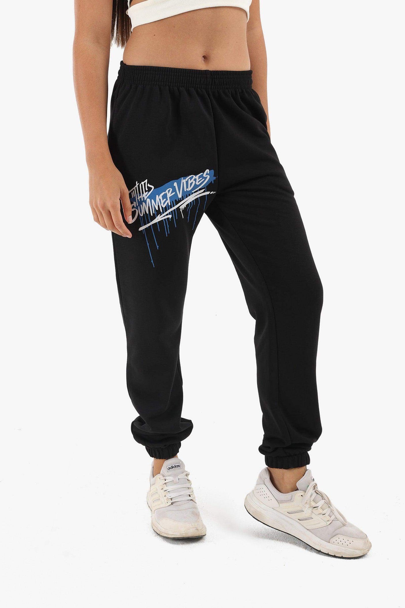 Carina -  Black Printed Lounge Jogger