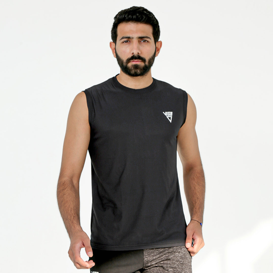 champs land - Viga Basic Dry Fit Tank Top-Black