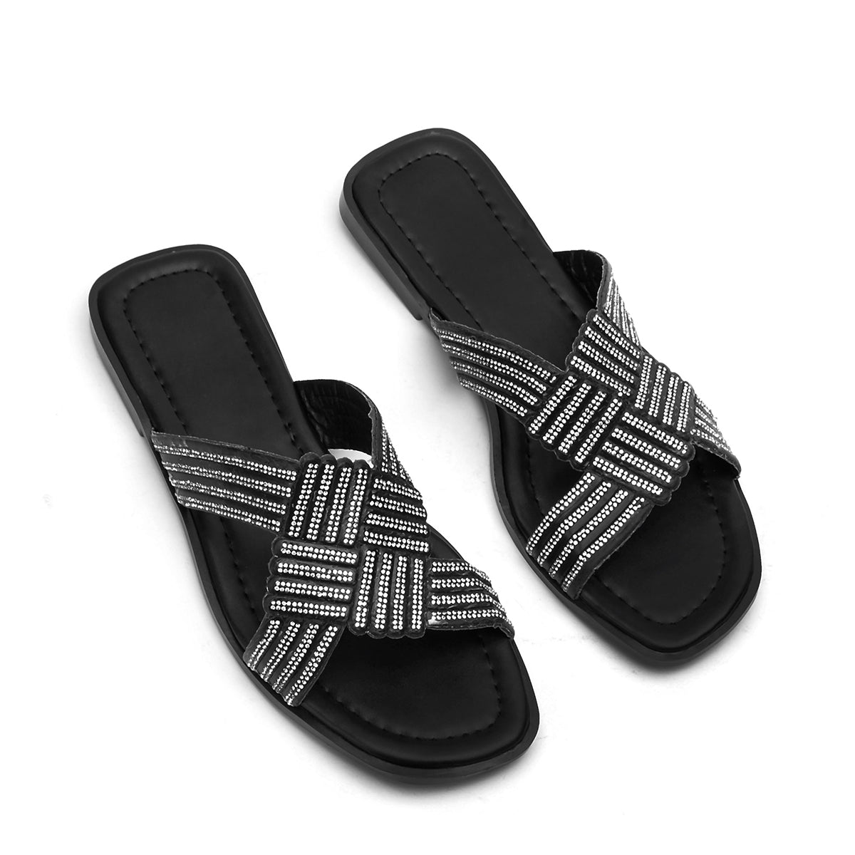 v branda - Slipper Leather With Glitter - women