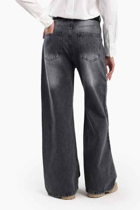 Carina - Denim Pants with Button Closure