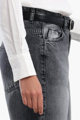 Carina - Denim Pants with Button Closure