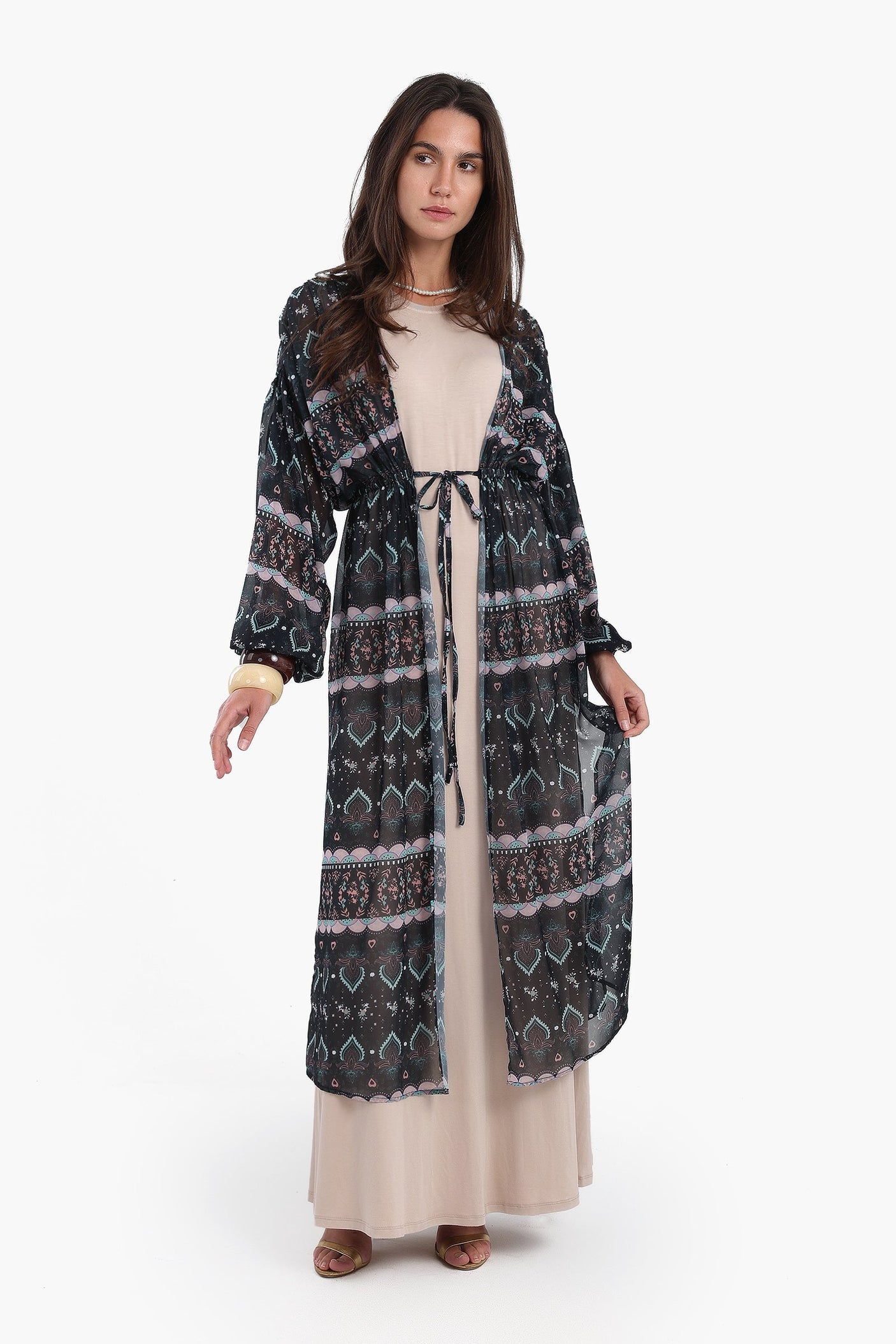 Carina - Printed Kimono with Elastic Waist