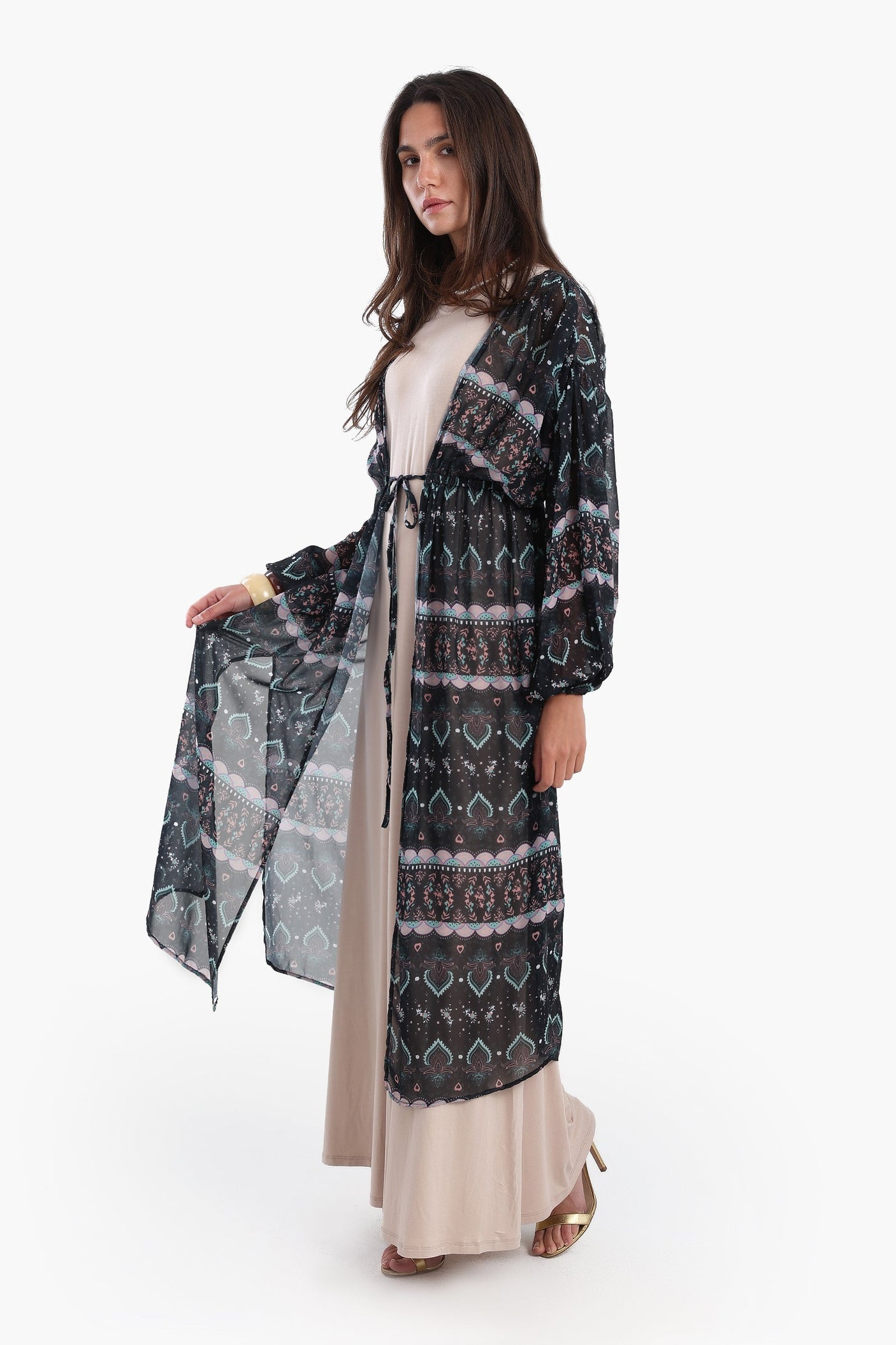 Carina - Printed Kimono with Elastic Waist