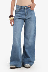 Carina - Denim Pants with Button Closure
