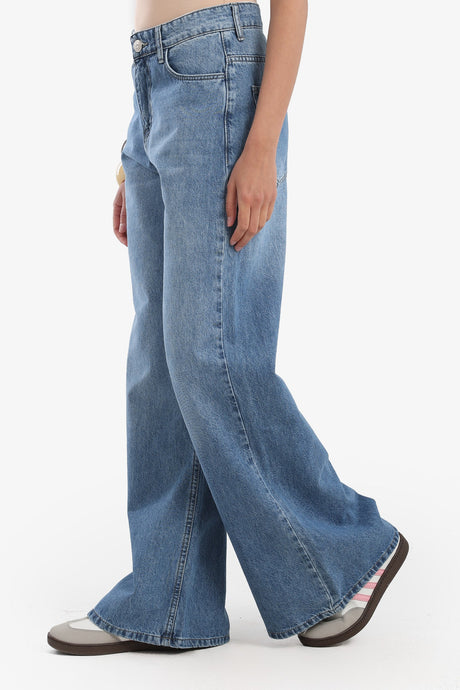 Carina - Denim Pants with Button Closure