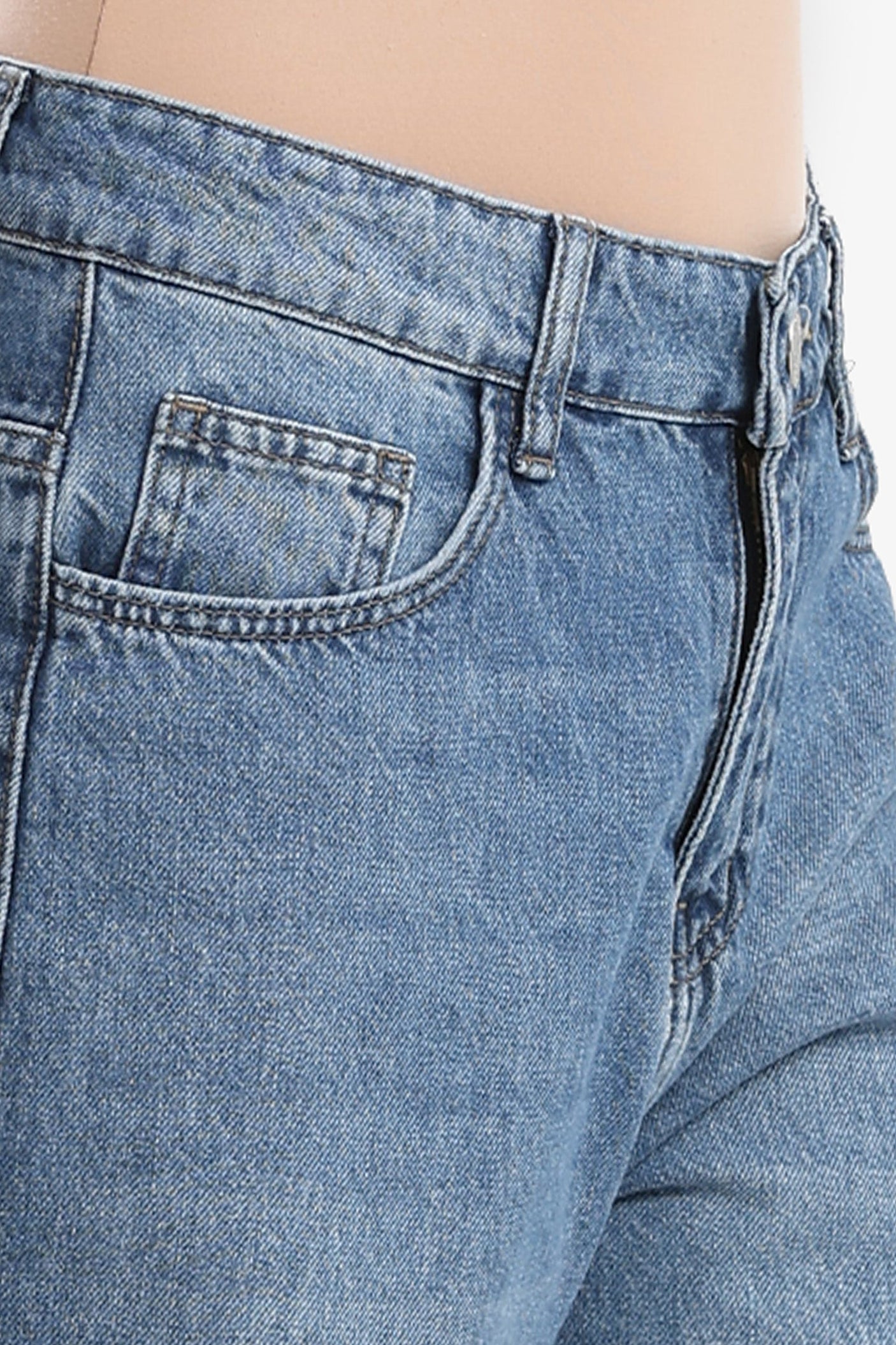 Carina - Denim Pants with Button Closure