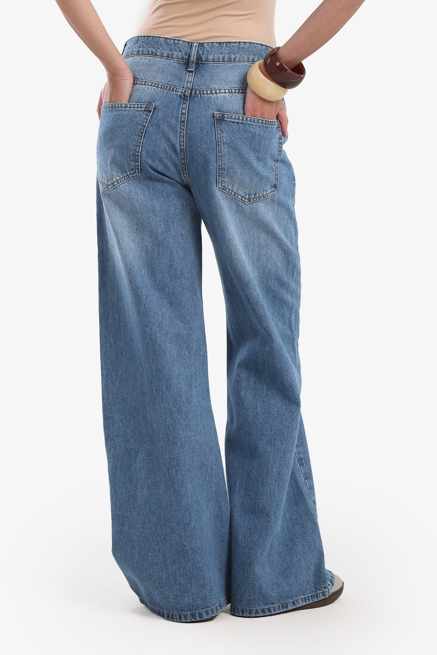 Carina - Denim Pants with Button Closure