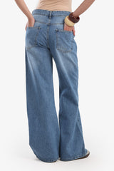 Carina - Denim Pants with Button Closure