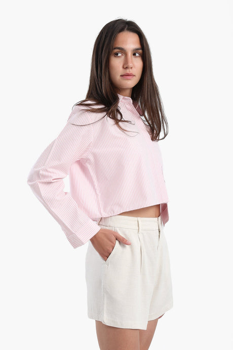 Carina - Cropped Hidden Placket Shirt