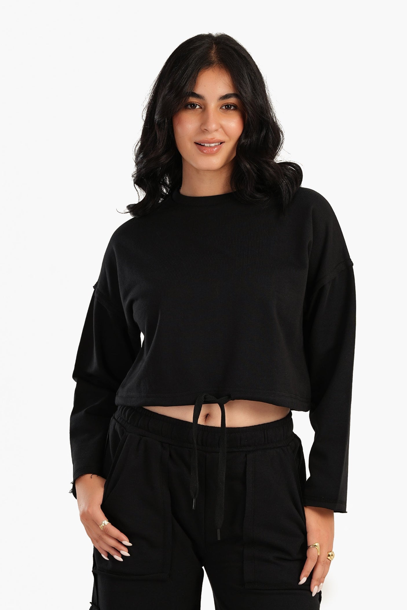 Carina - Cropped Plain Lounge Sweatshirt