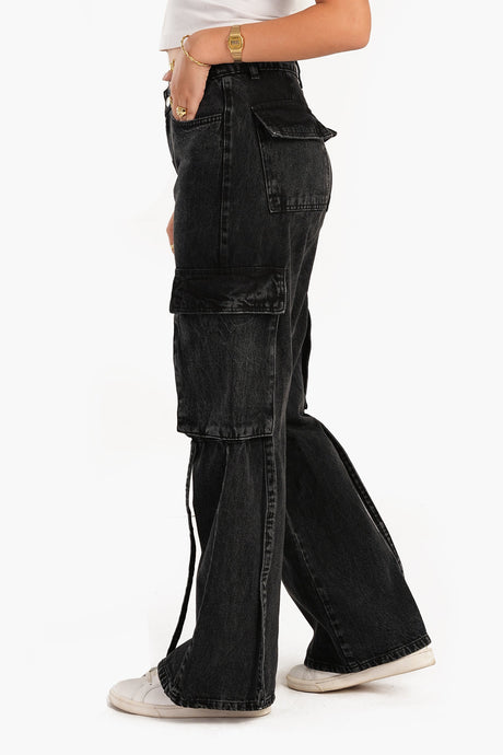 Carina -Dark Grey Cargo Jeans