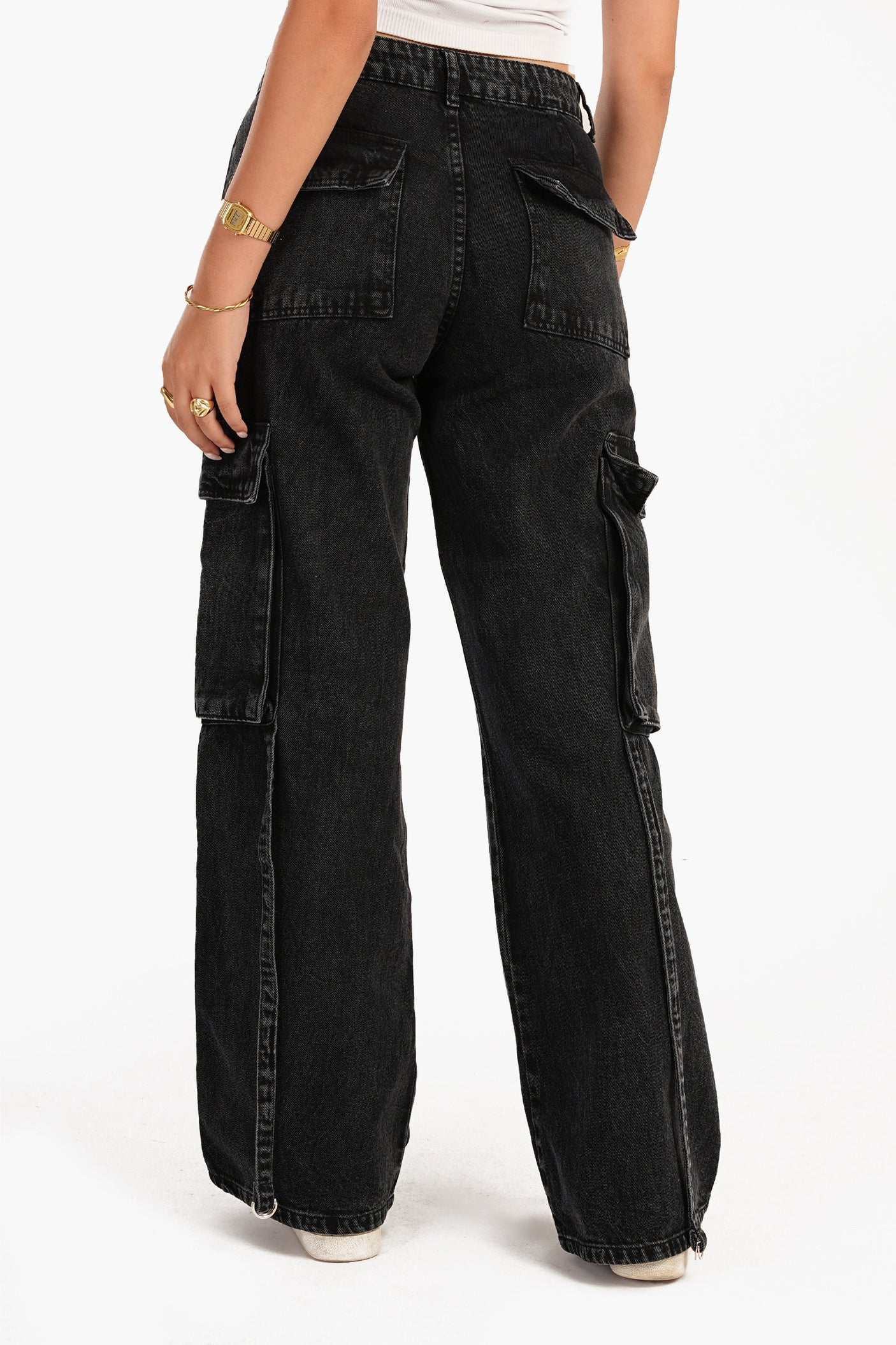 Carina -Dark Grey Cargo Jeans