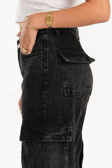 Carina -Dark Grey Cargo Jeans
