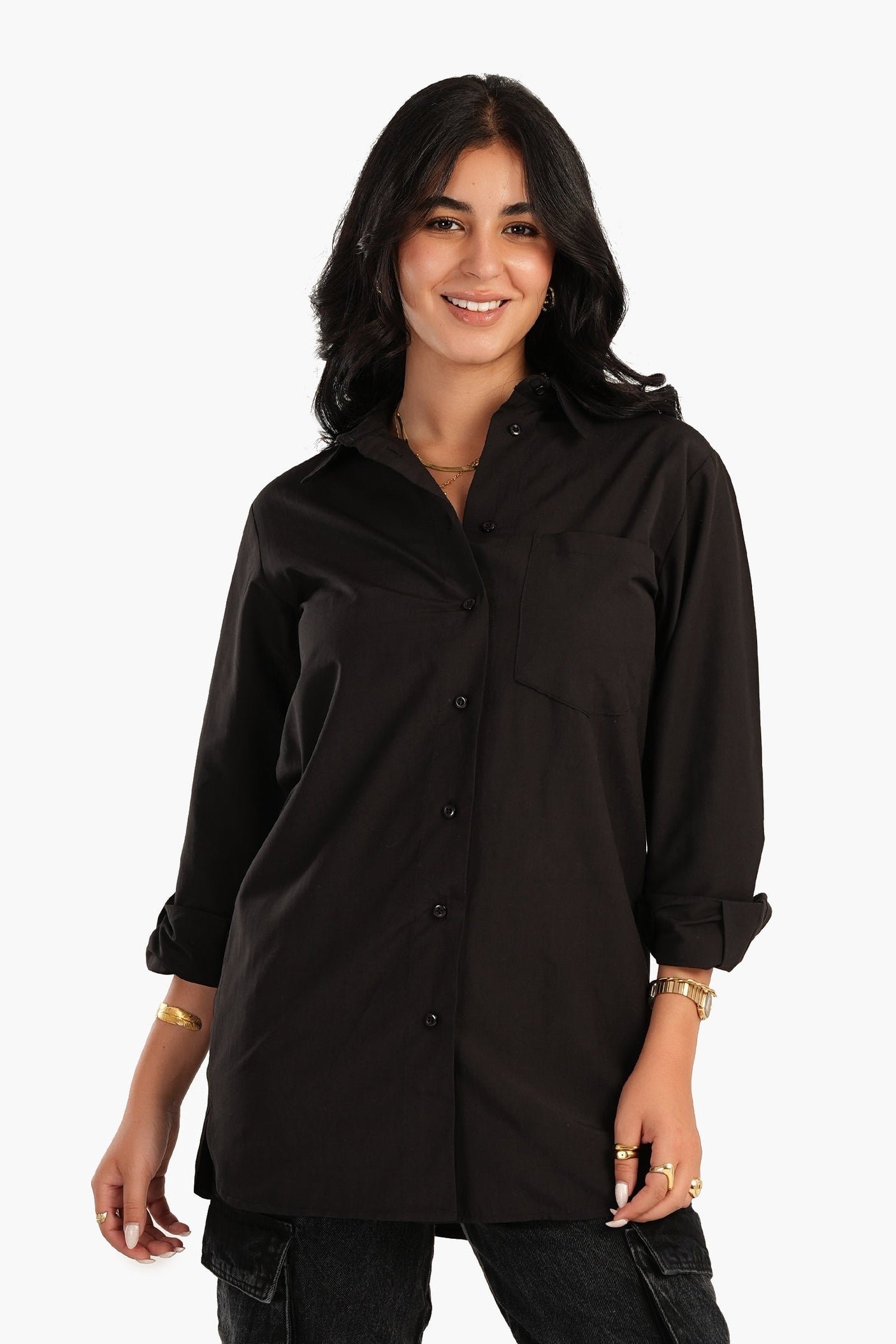 Carina -Poplin Shirt with Chest Pocket