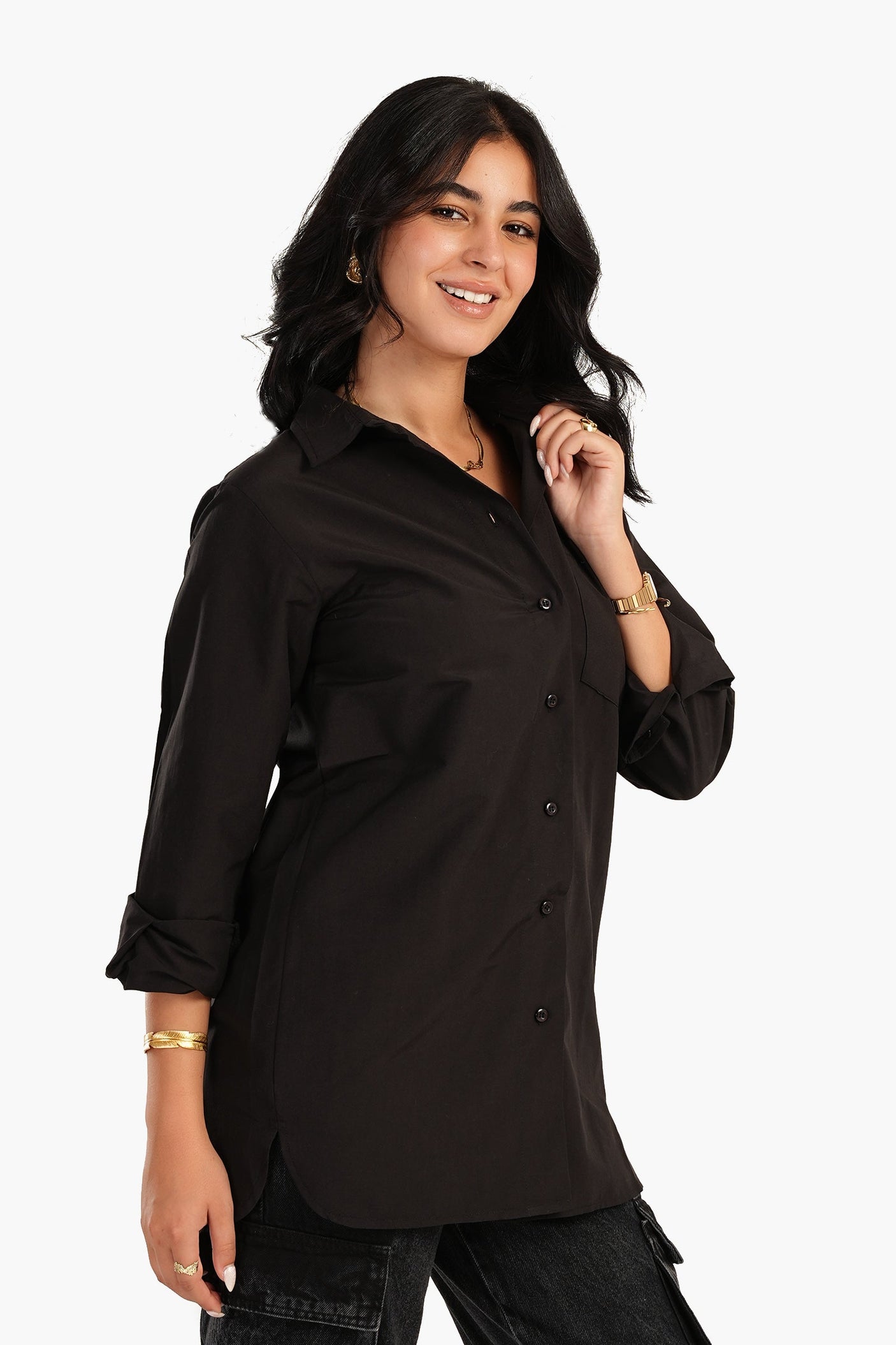 Carina -Poplin Shirt with Chest Pocket
