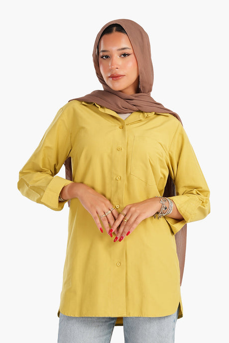 Carina -Poplin Shirt with Chest Pocket