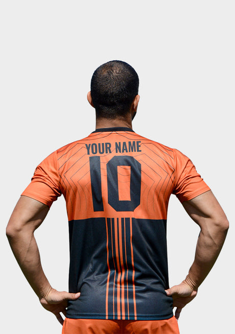 champs land - Viga black and orange soccer jersey ( add your name )