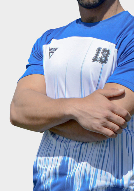 champs land - viga white and royal blue soccer jersey ( add your name )