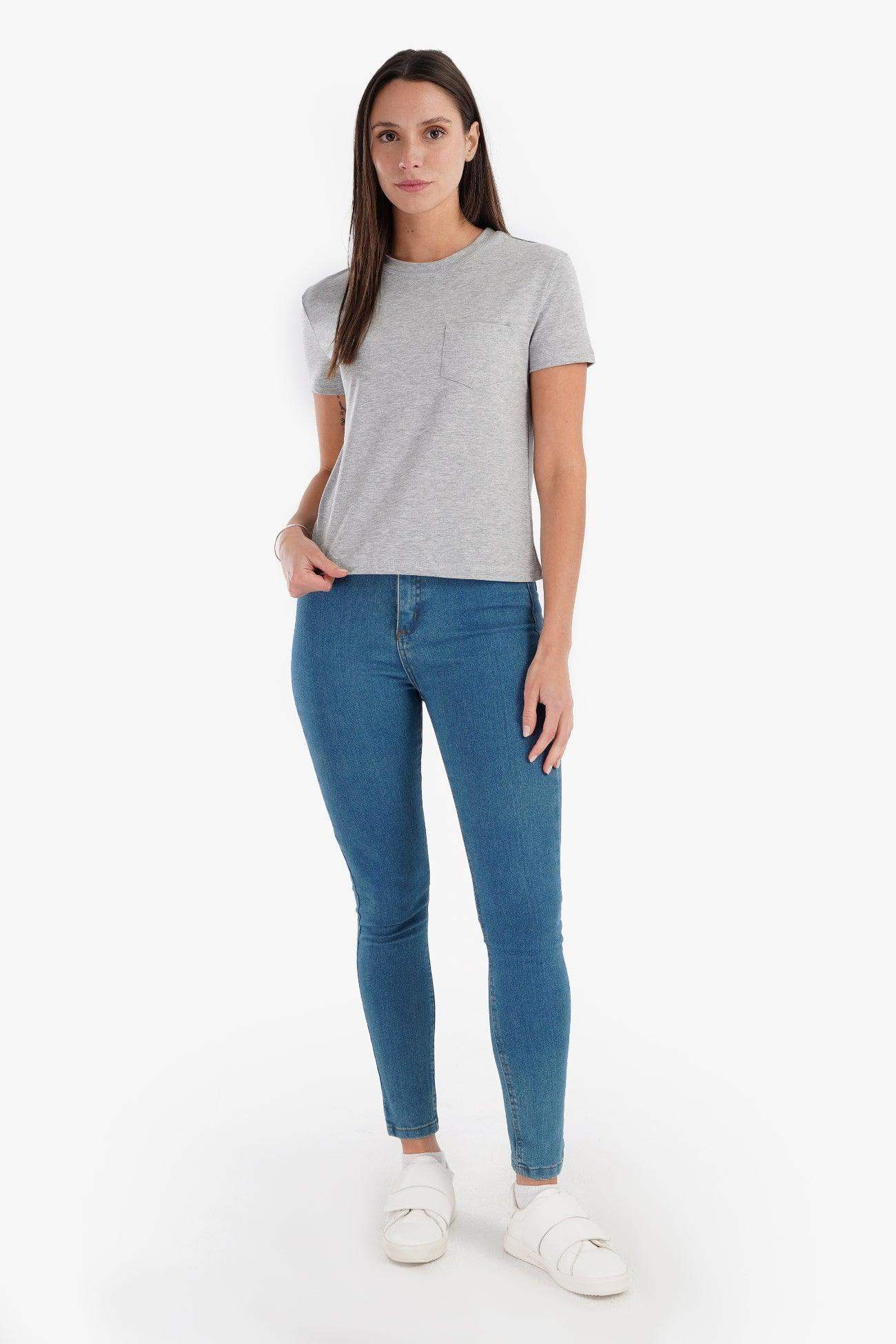 Carina -  Cotton T-Shirt with Chest Pocket