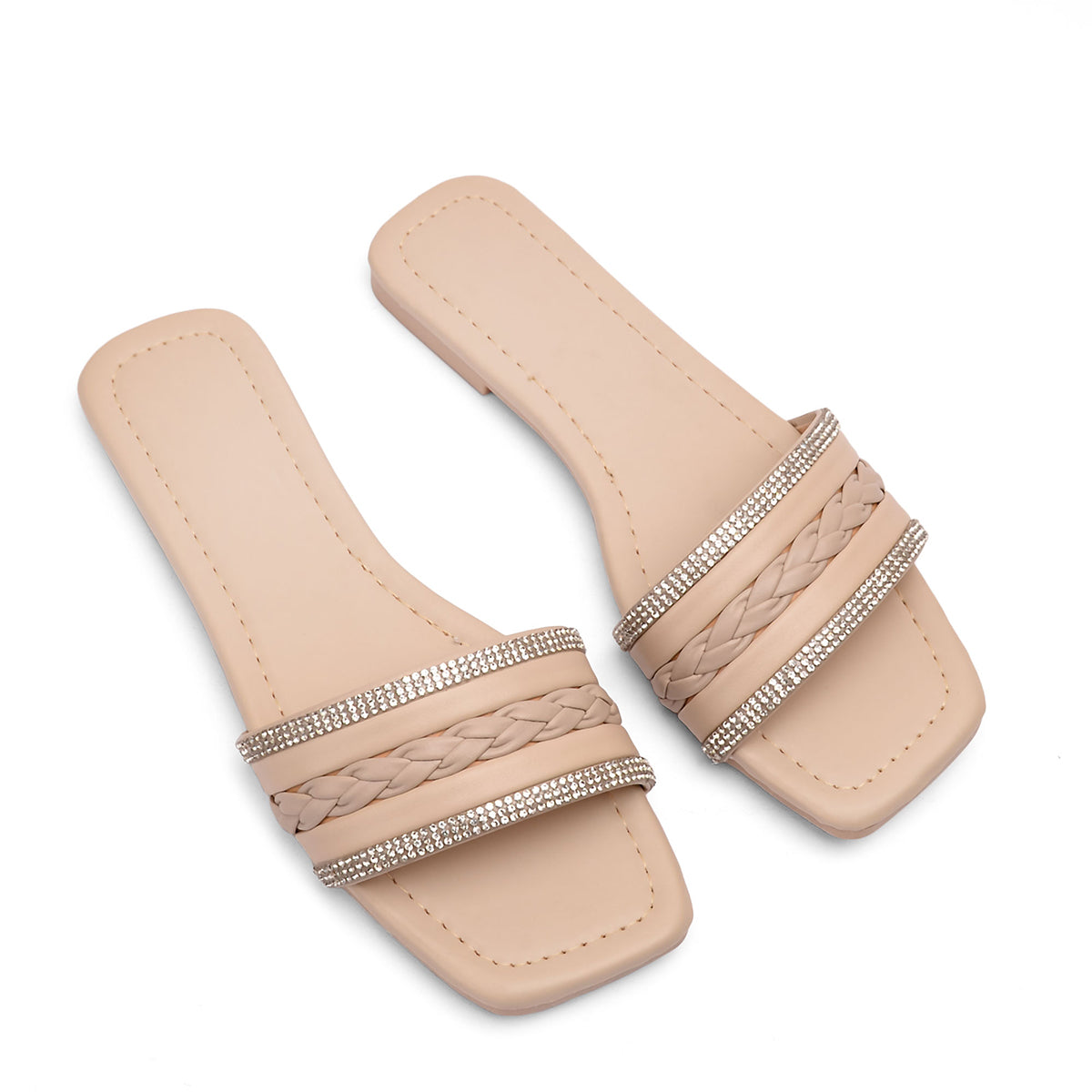 v branda - Slipper Leather With Glitter - women