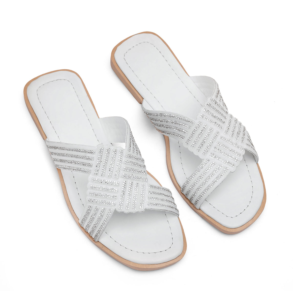 v branda - Slipper Leather With Glitter - women