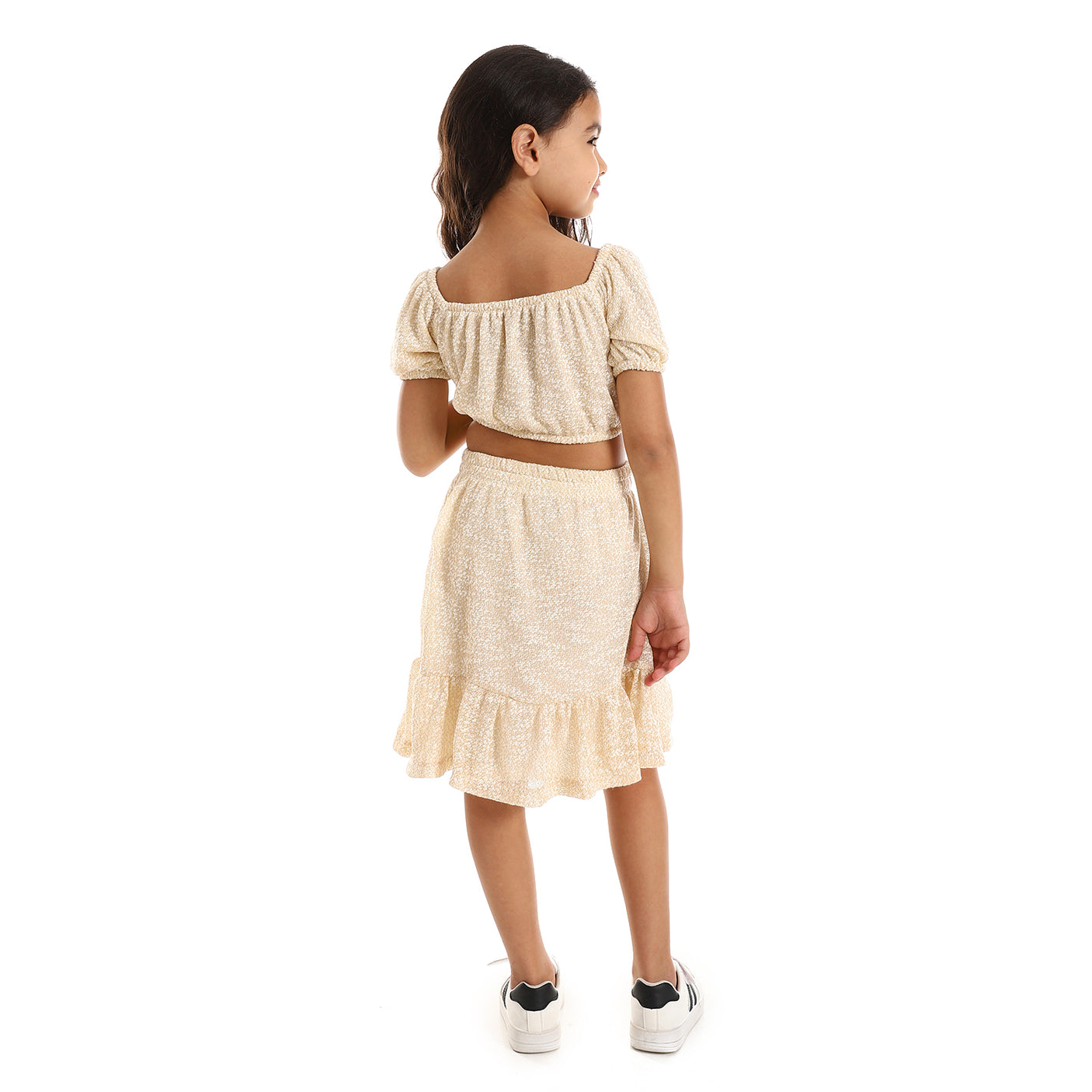 Kady - Knitted Puffed Off Shoulder Sleeves Girls Clothing Set