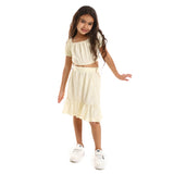 Kady - Knitted Puffed Off Shoulder Sleeves Girls Clothing Set