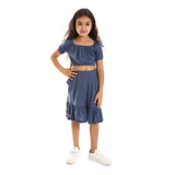 Kady - Solid Puffed Short Sleeves Girls Clothing Set