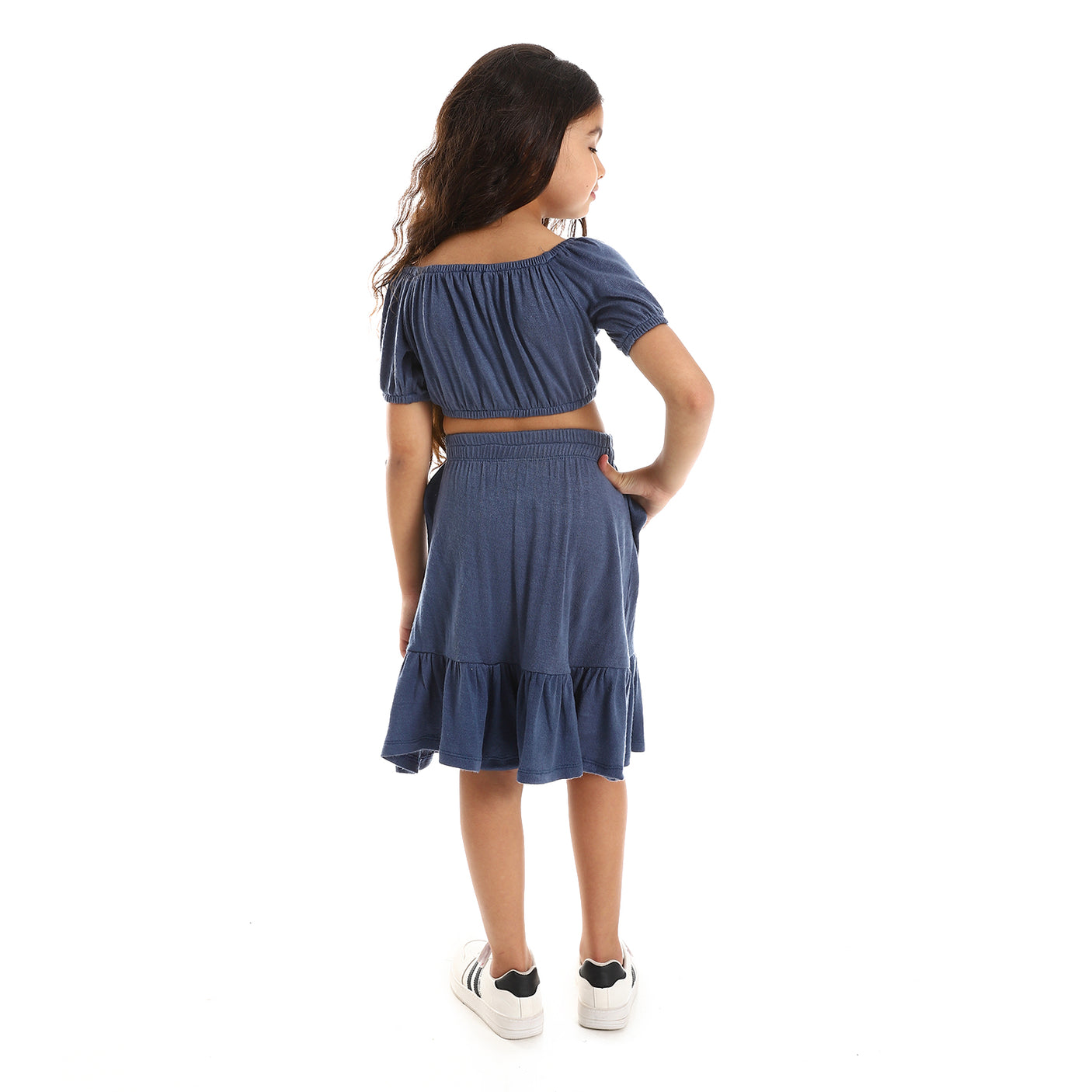 Kady - Solid Puffed Short Sleeves Girls Clothing Set