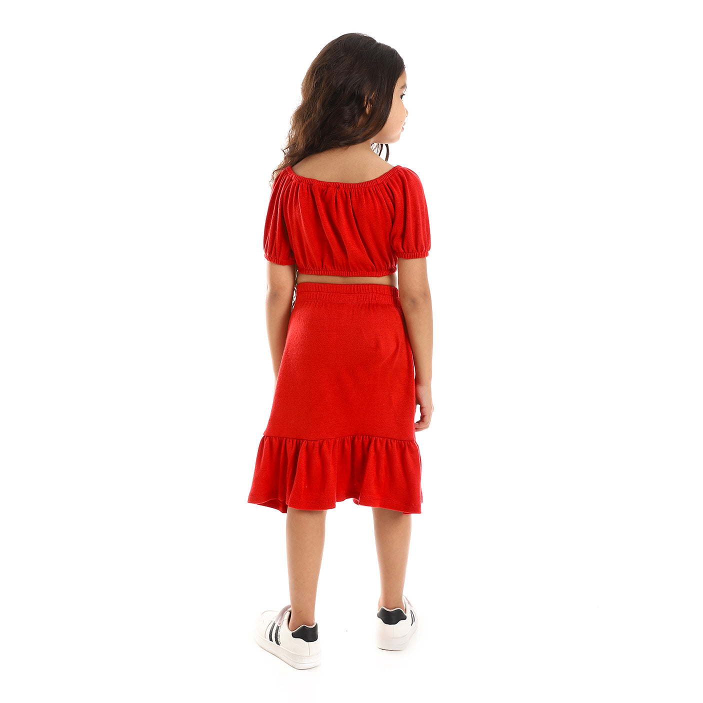 Kady - Solid Puffed Short Sleeves Girls Clothing Set