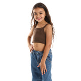 Kady - Spaghetti Sleeves Solid Girls Crop Top
