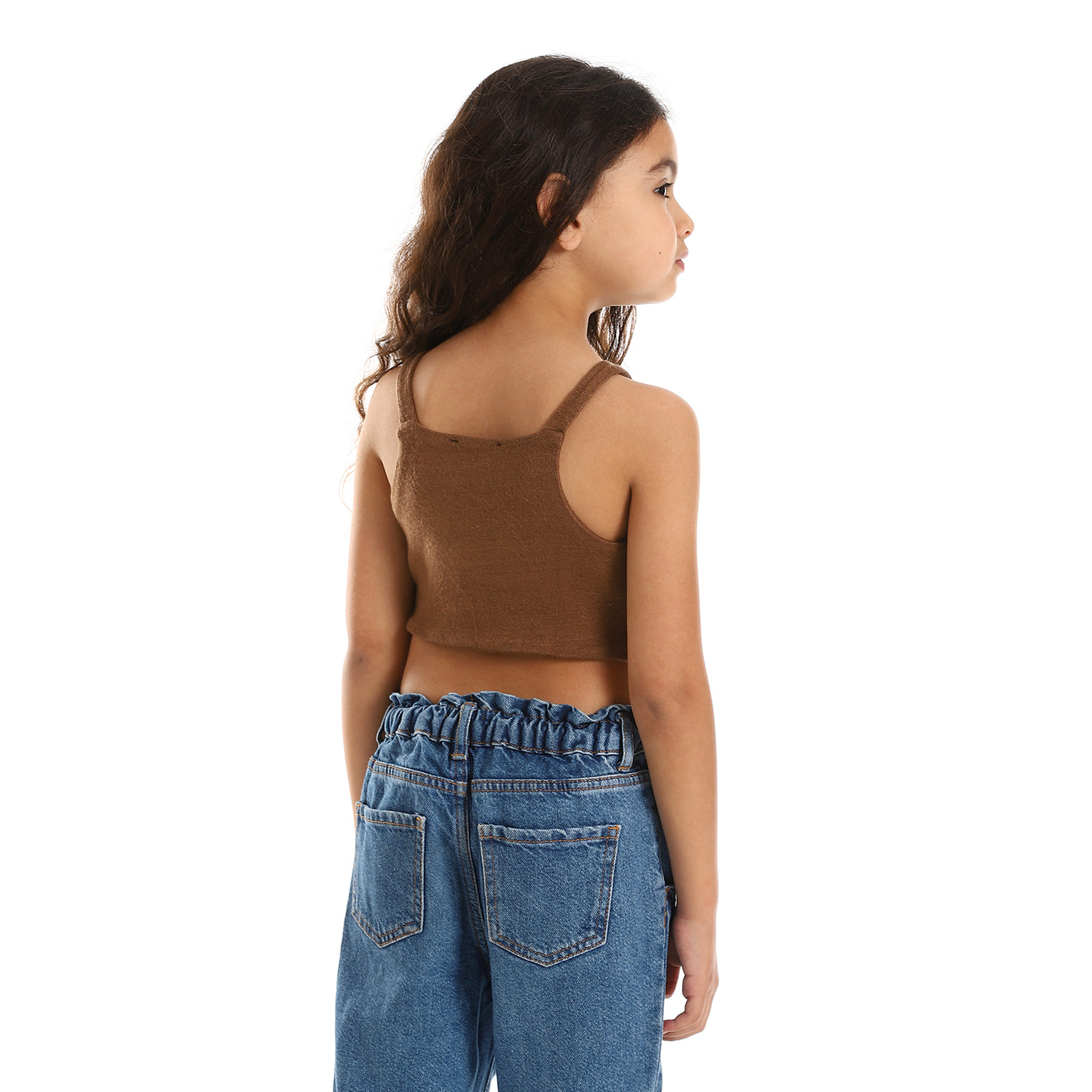 Kady - Spaghetti Sleeves Solid Girls Crop Top