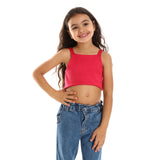 Kady - Spaghetti Sleeves Solid Girls Crop Top