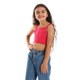 Kady - Spaghetti Sleeves Solid Girls Crop Top