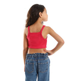Kady - Spaghetti Sleeves Solid Girls Crop Top