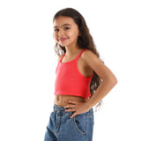 Kady - Spaghetti Sleeves Solid Girls Crop Top