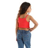 Kady - Spaghetti Sleeves Solid Girls Crop Top